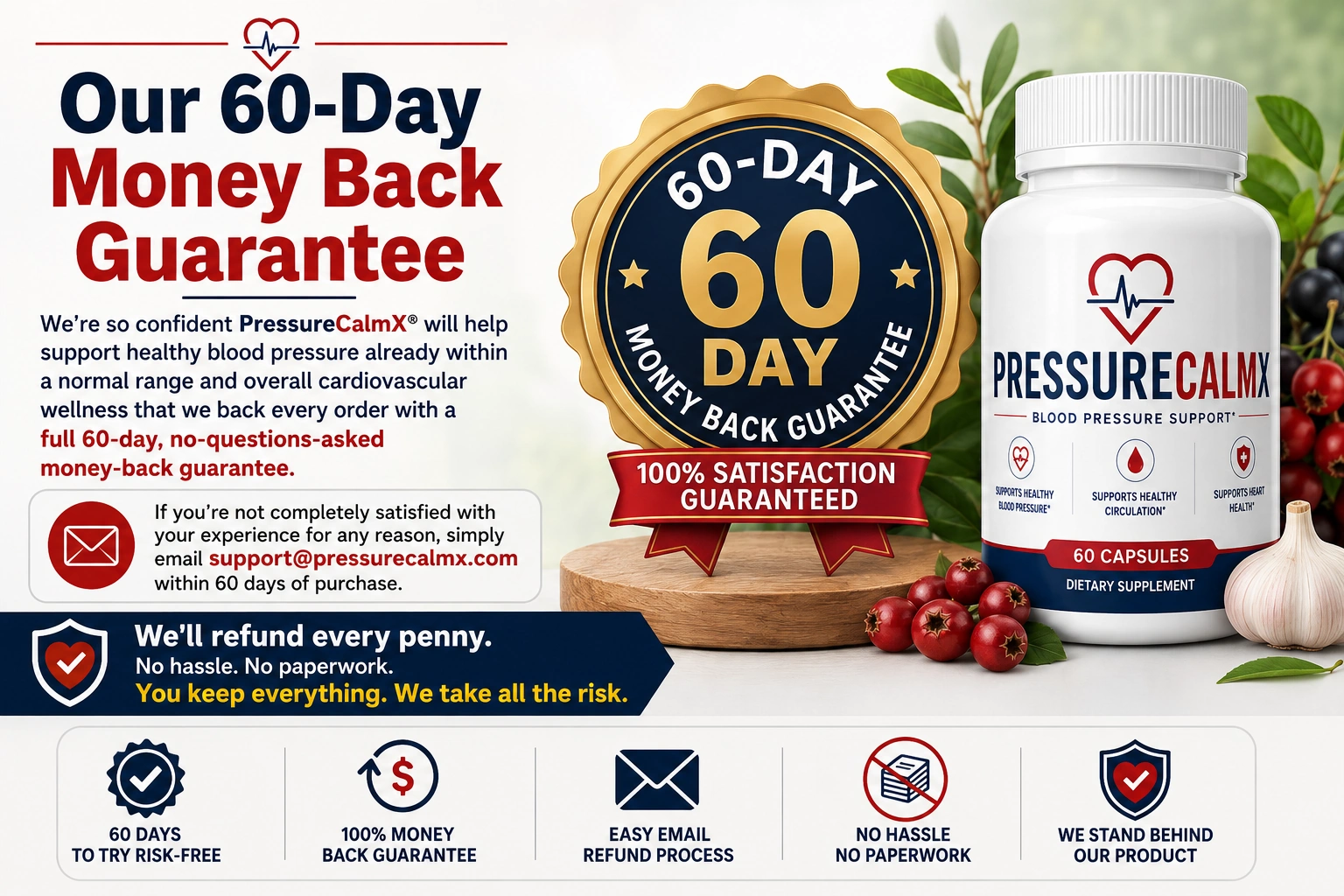 PressureCalmX 60-day money-back guarantee